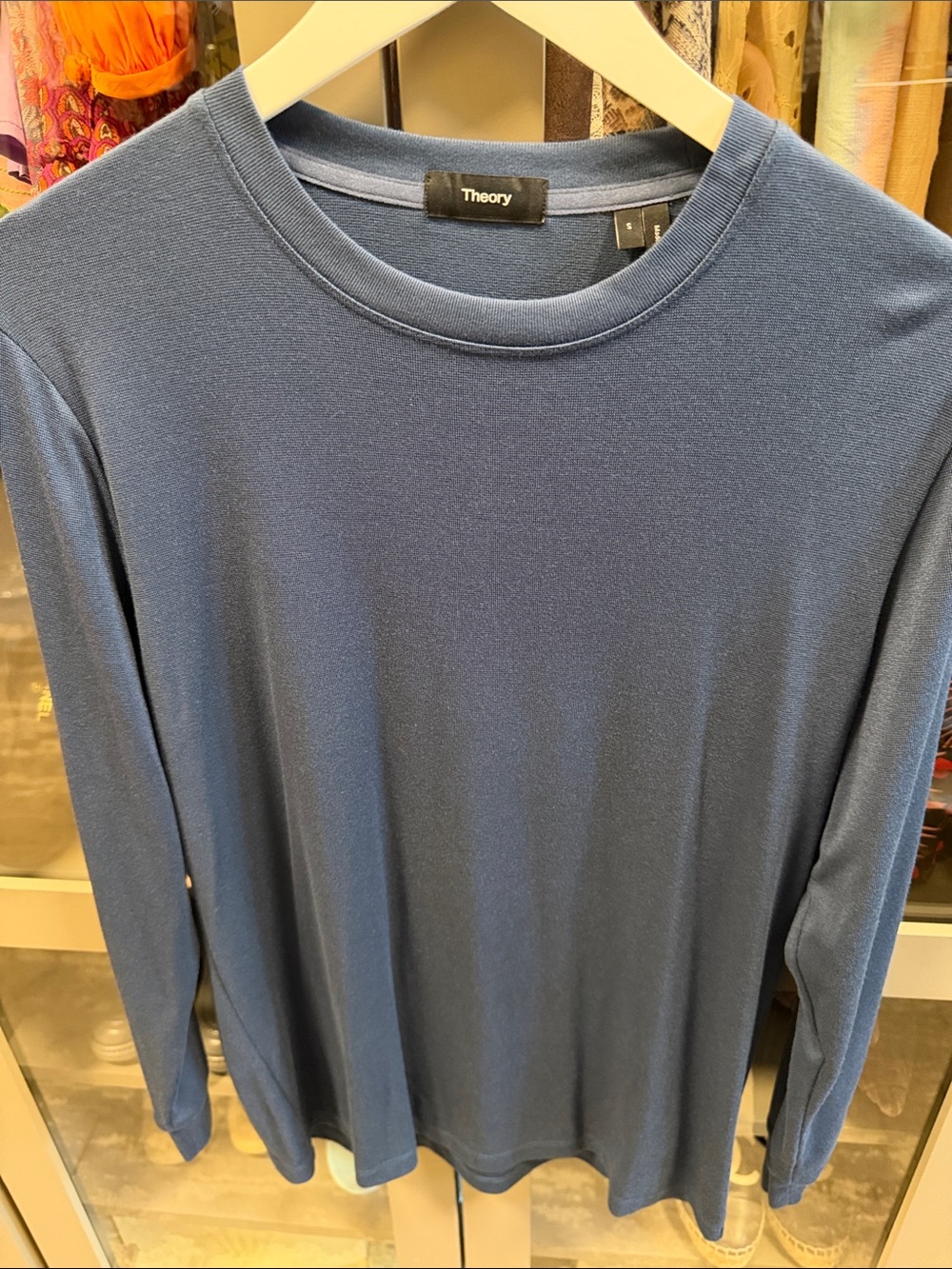 Theory Men's Long-Sleeve Crewneck Shirt in Blue